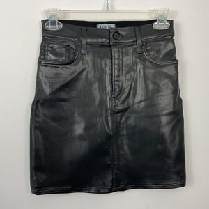AGOLDE Lydia Leatherette Black Mini Skirt Size 24